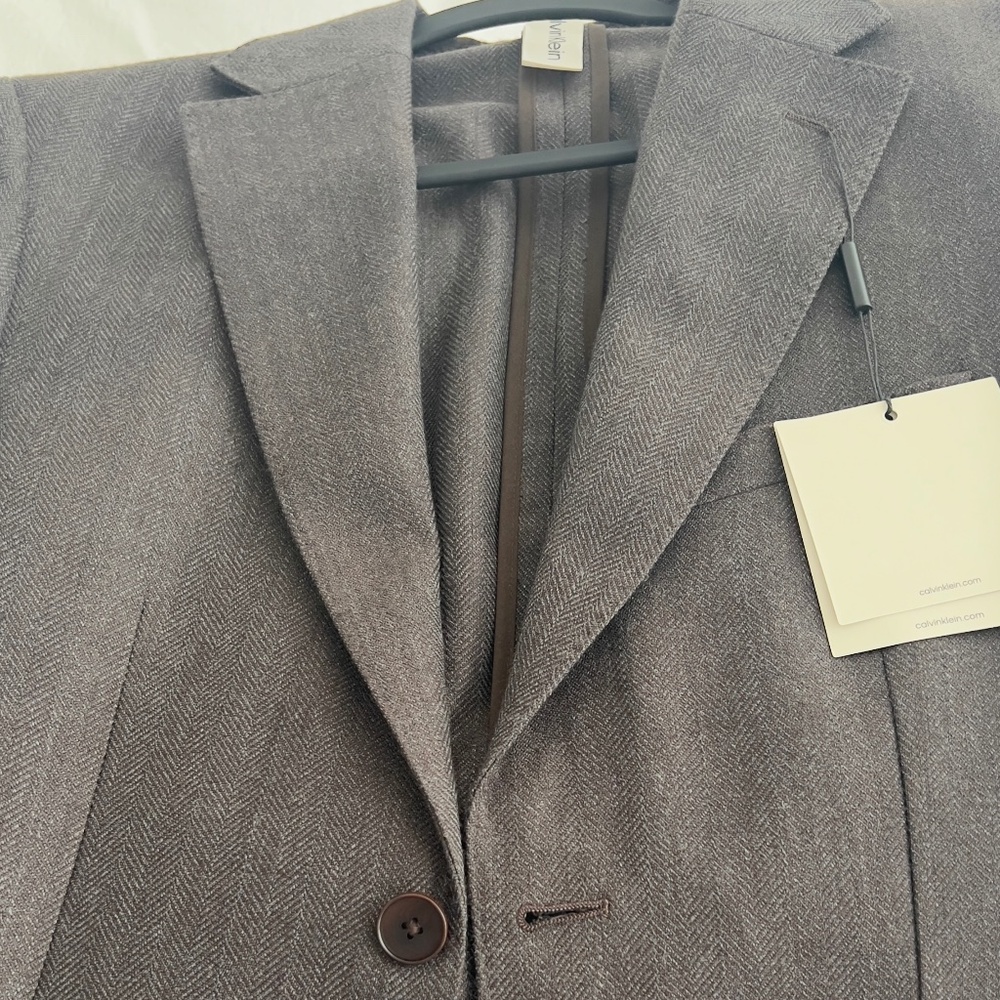 Calvin Klein Brown Herringbone Cotton Sport Coat 38S